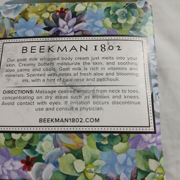 BEEKMAN 1802 Pure Goat Milk Whipped Body Cream Aloe & Iris 8oz New/Sealed - Picture 4 of 7